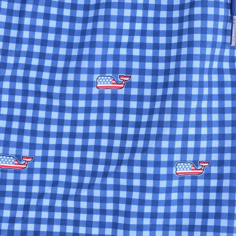 Vineyard Vines Boys Chappy Swim Trunks Blue Gingham Check American Flag Whales L